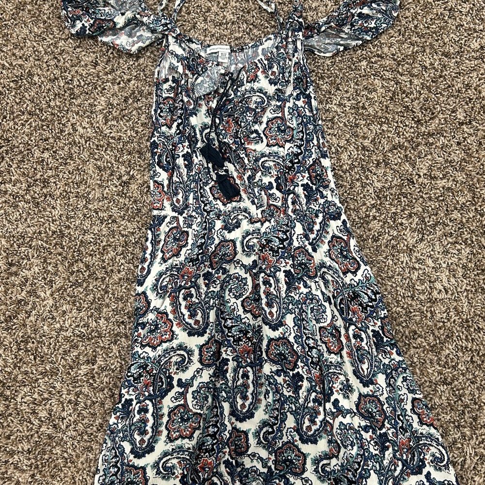 American Eagle Outfitters Blue and White Paisley Mini Dress